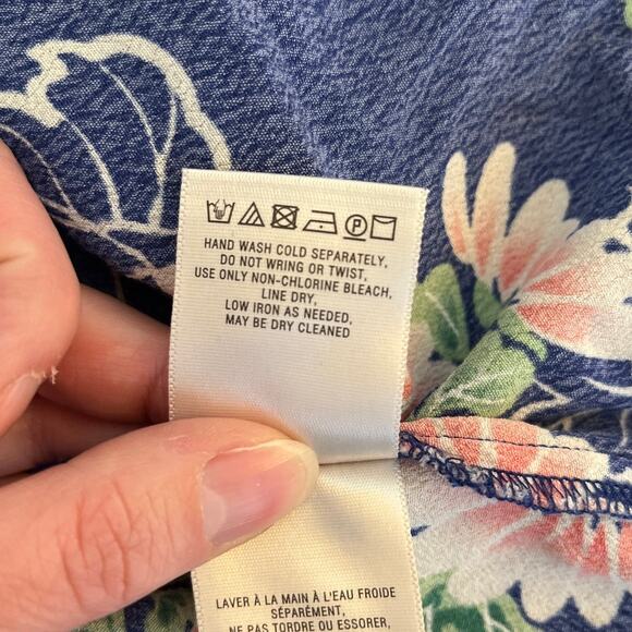 Anthropologie Maeve Blue Floral w/ Cutouts Short Sleeve Blouse Size 8 Boho - Picture 5 of 7